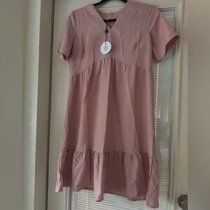 Women’s Dusty Rose Tiered Cotton Dress - runs big!